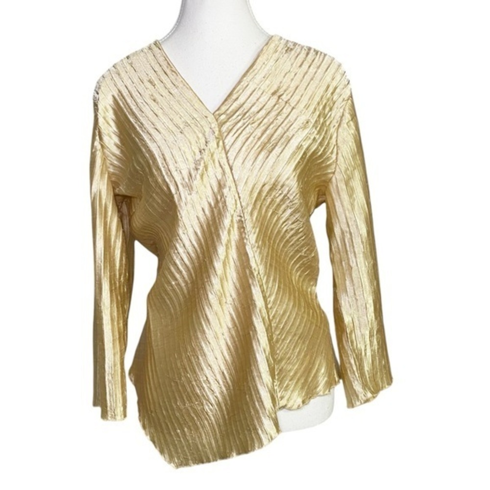 Cato Gold Pleated Women's Blouse